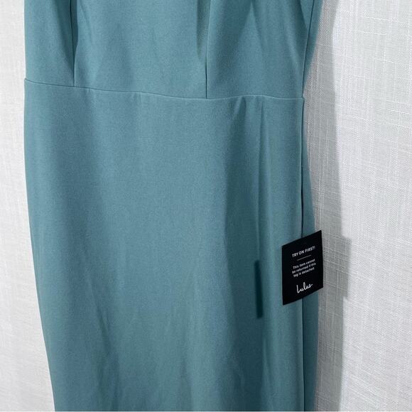 Lulus Moments Of Bliss Dusty Seafoam Backless Mermaid Maxi Dress Size XL - Picture 8 of 12